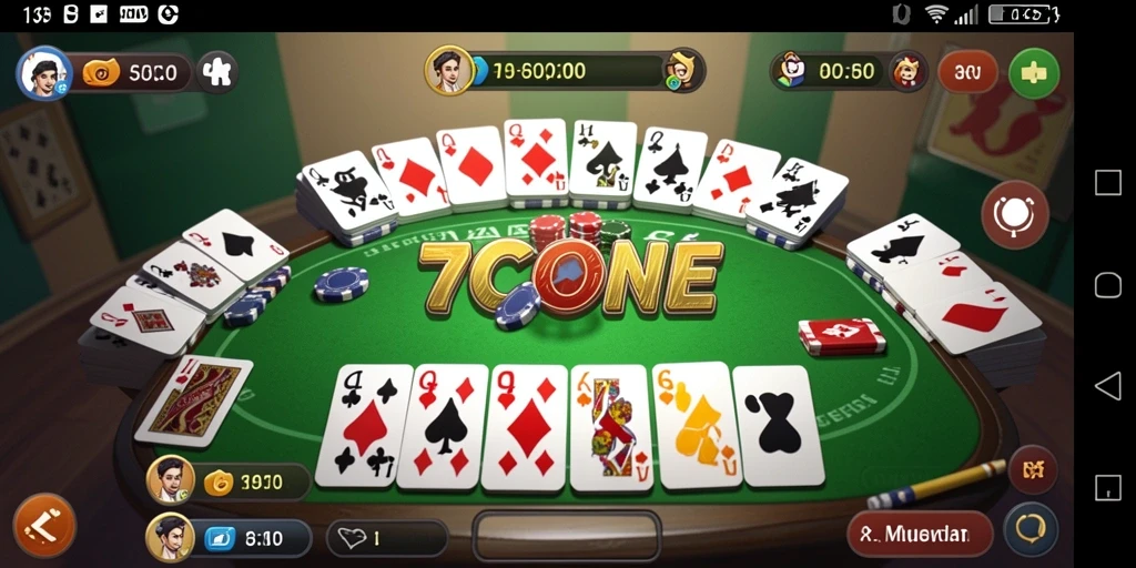 Tampilan gameplay seru di 7CONE dengan tampilan Gaple yang menarik.