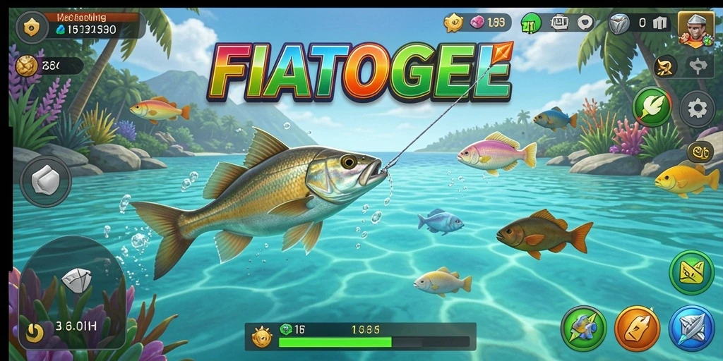 Tampilan grafis memukau dari gameplay memancing FIATOGEL.