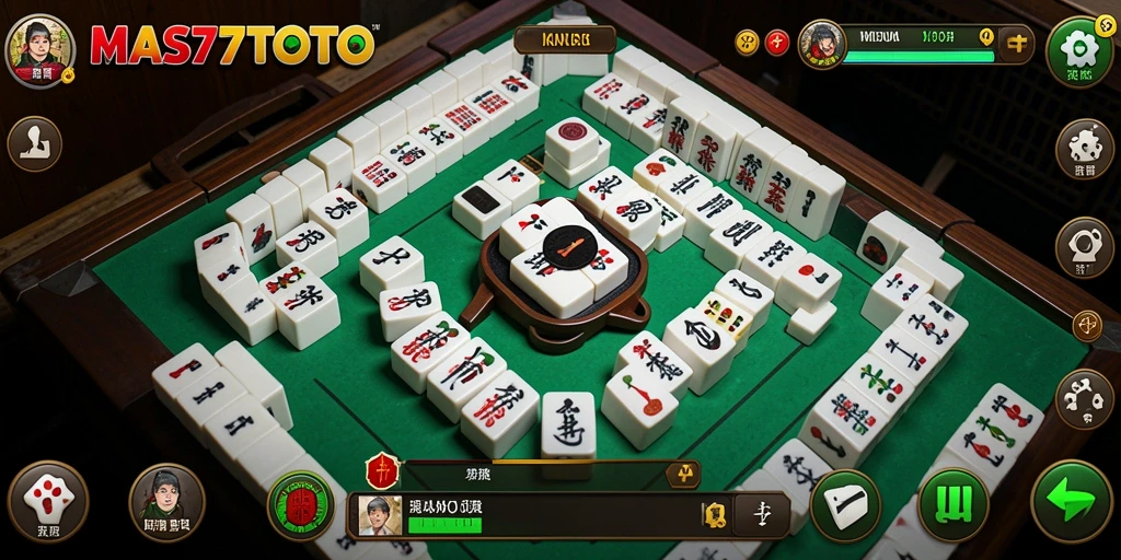 Screenshot permainan MAS77TOTO yang menampilkan ubin Mahjong yang cantik.