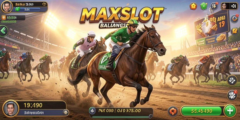 Screenshot gameplay <strong>MAXSLOT</strong> yang menampilkan aksi balapan yang mendebarkan.