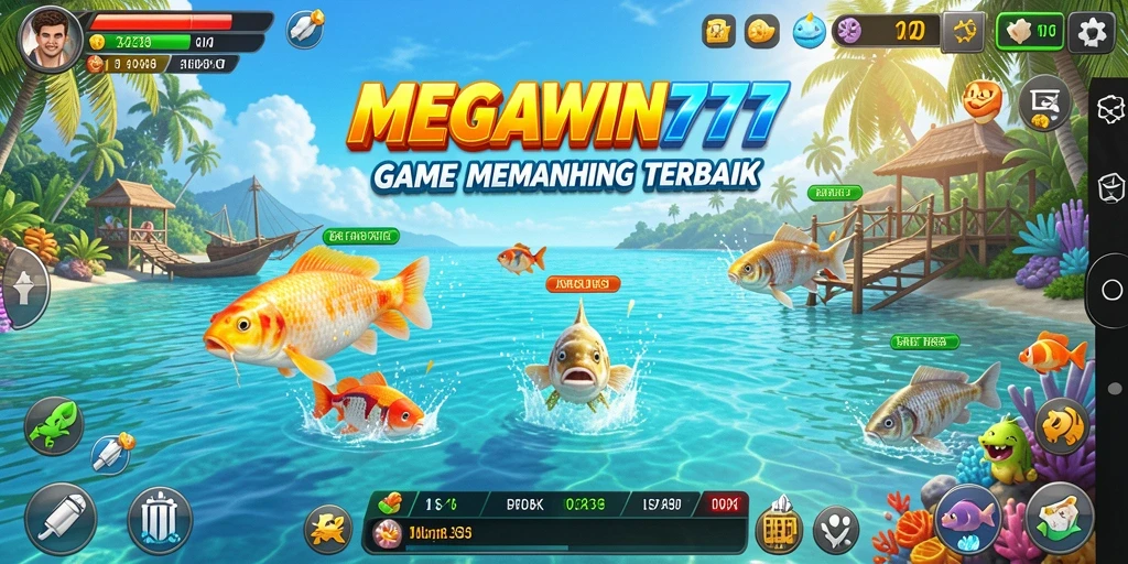 Tampilan gameplay MEGAWIN777 yang seru saat menangkap ikan di bawah laut.