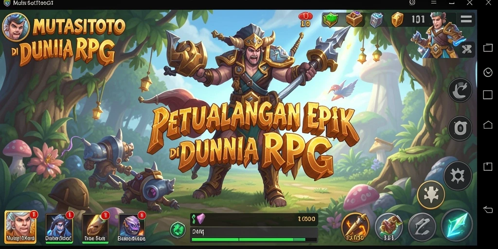 Screenshot gameplay MUTASITOTO menampilkan pertarungan seru di dunia fantasi.