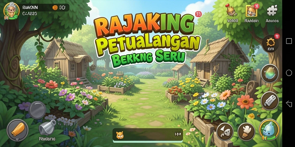 Tampilan gameplay RAJAKING yang seru saat berkebun.