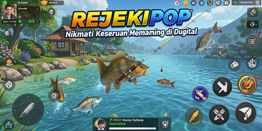 Tampilan menarik gameplay REJEKIPOP saat menangkap ikan.